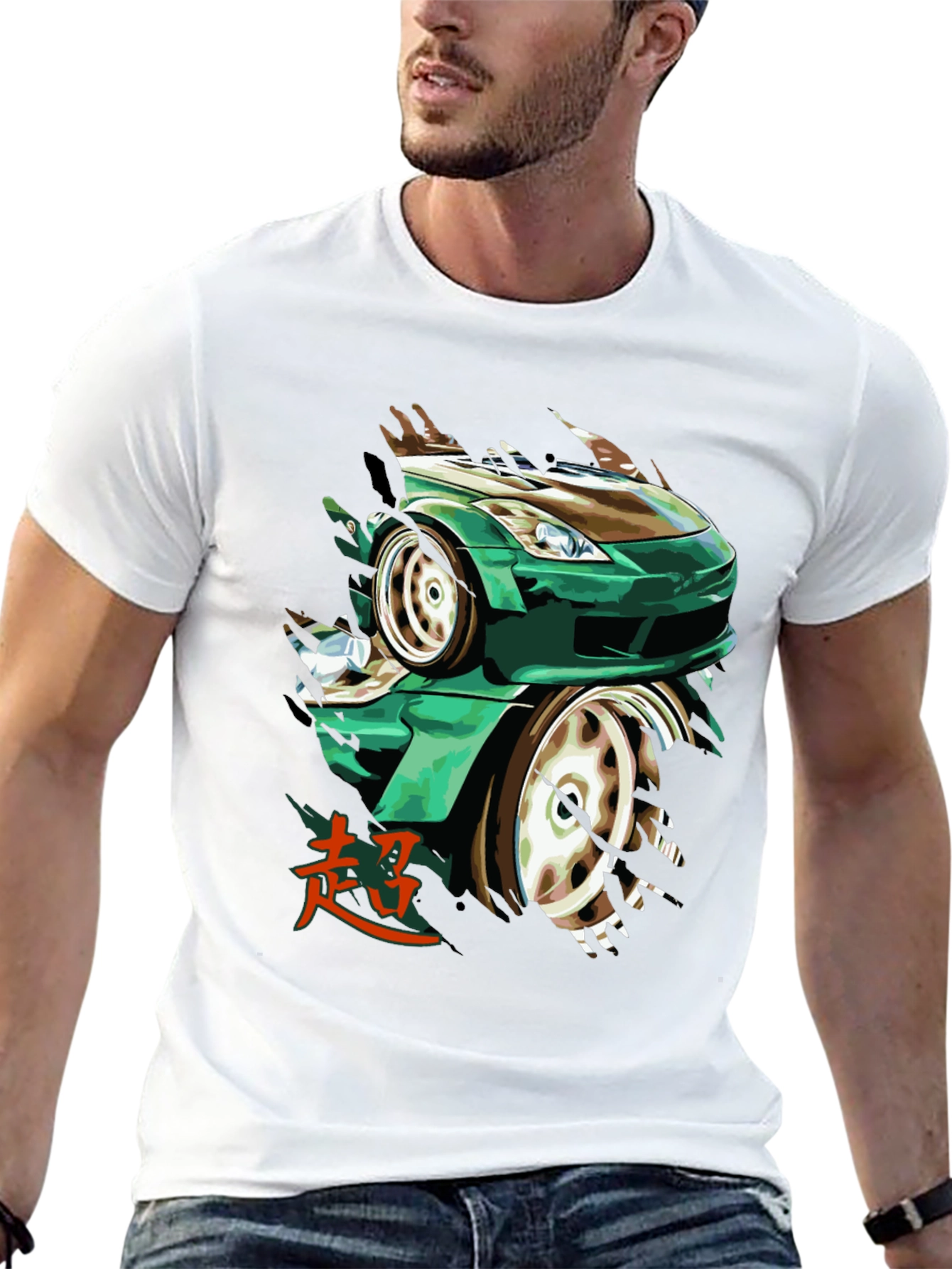 Green Car Graphic Tee - Automotive Enthusiast Apparel