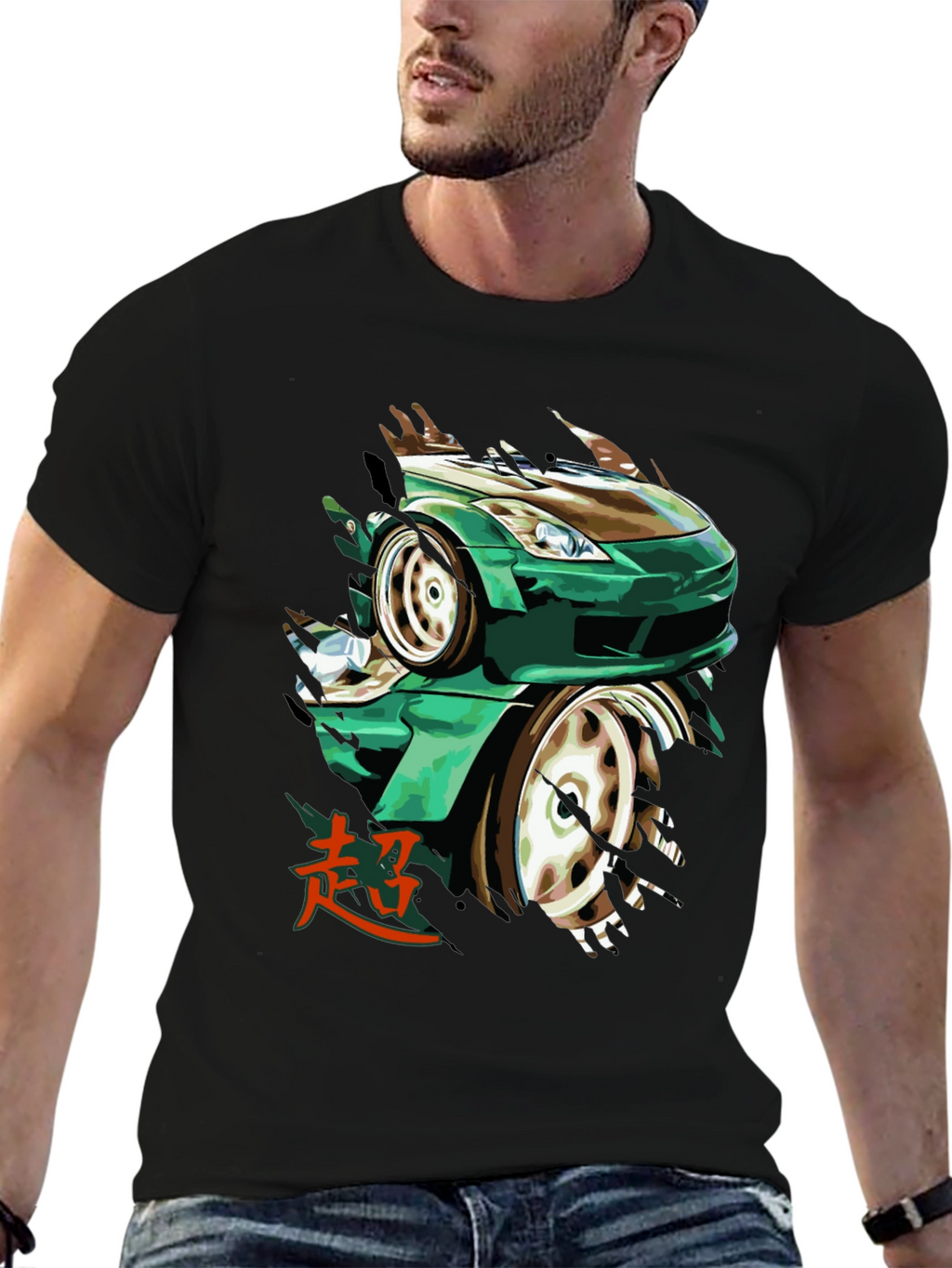 Green Car Graphic Tee - Automotive Enthusiast Apparel