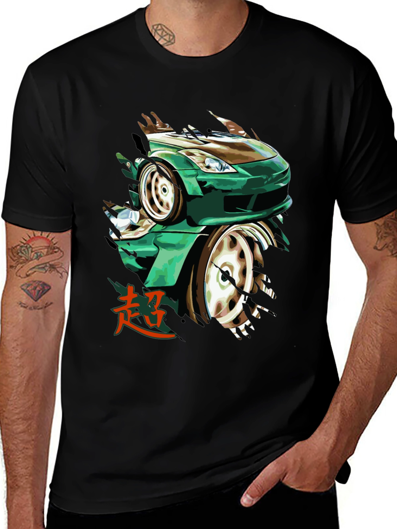 Green Car Graphic Tee - Automotive Enthusiast Apparel