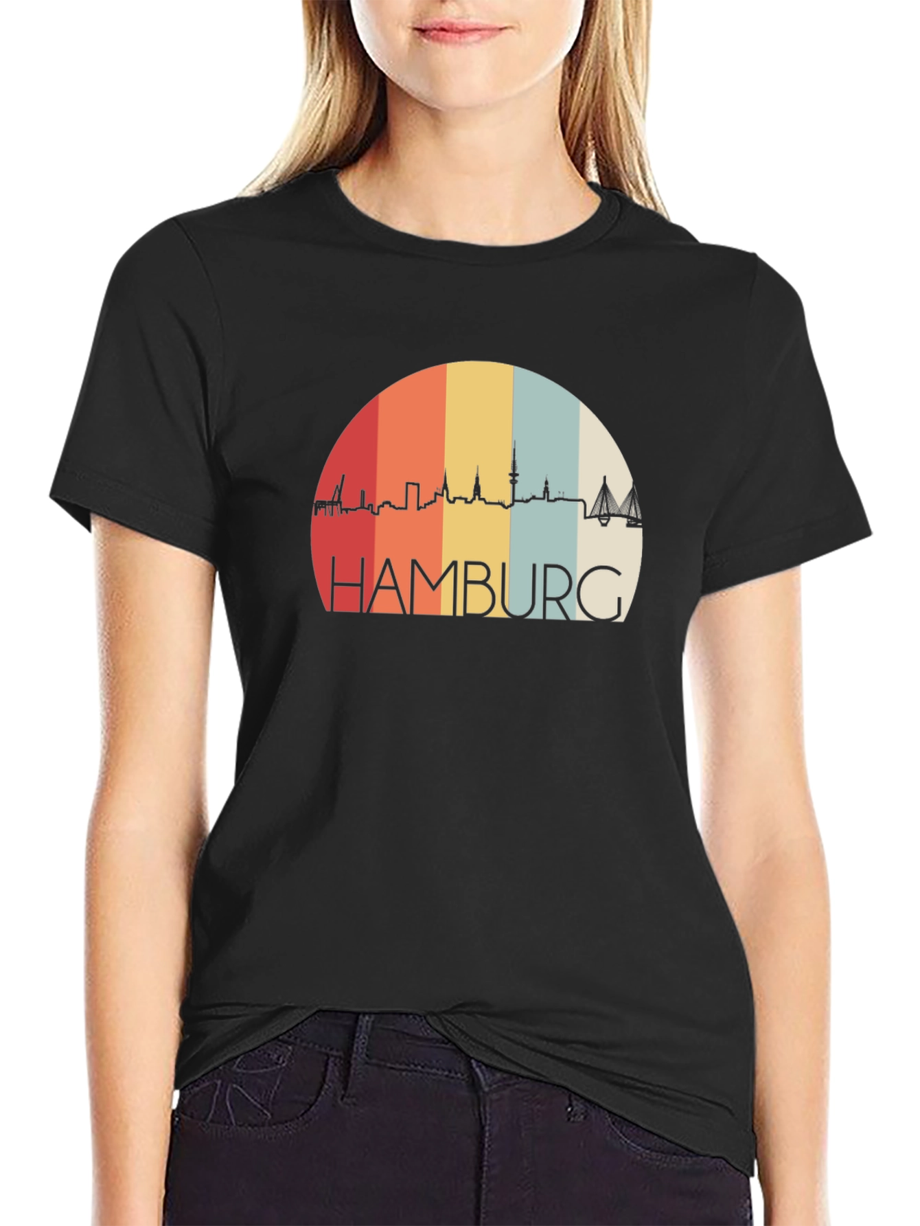 Hamburg Skyline T-Shirt - Retro Vintage Design