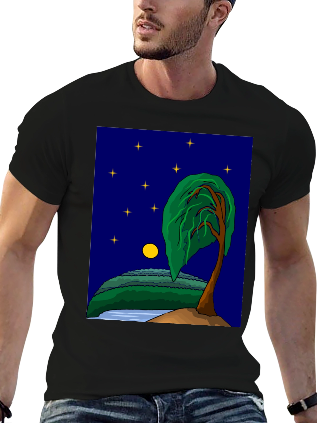 Night Sky Tree Graphic T-Shirt