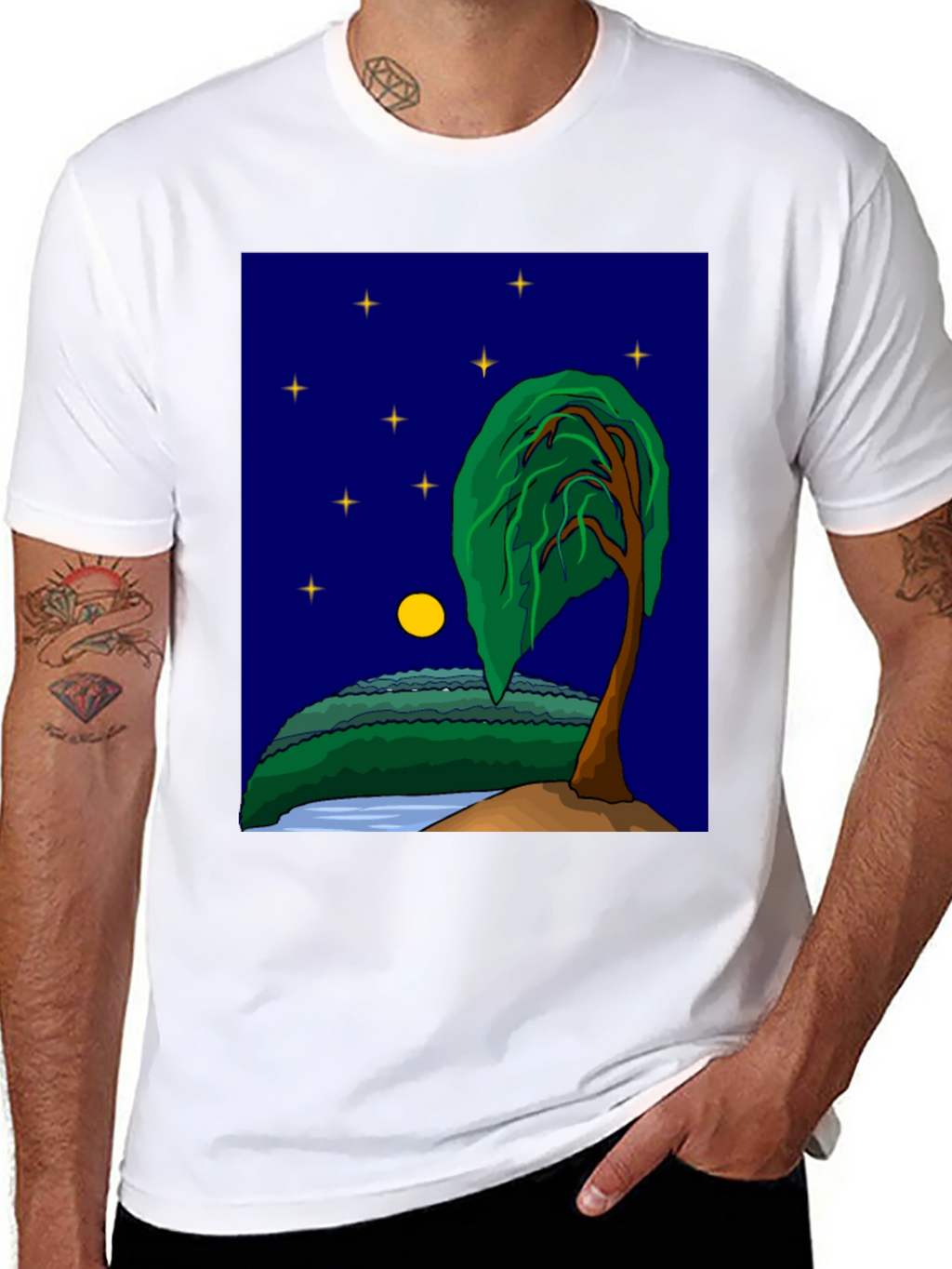Night Sky Tree Graphic T-Shirt