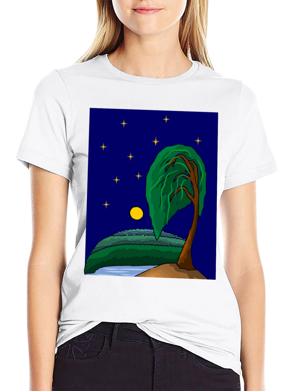 Night Sky Tree Graphic T-Shirt