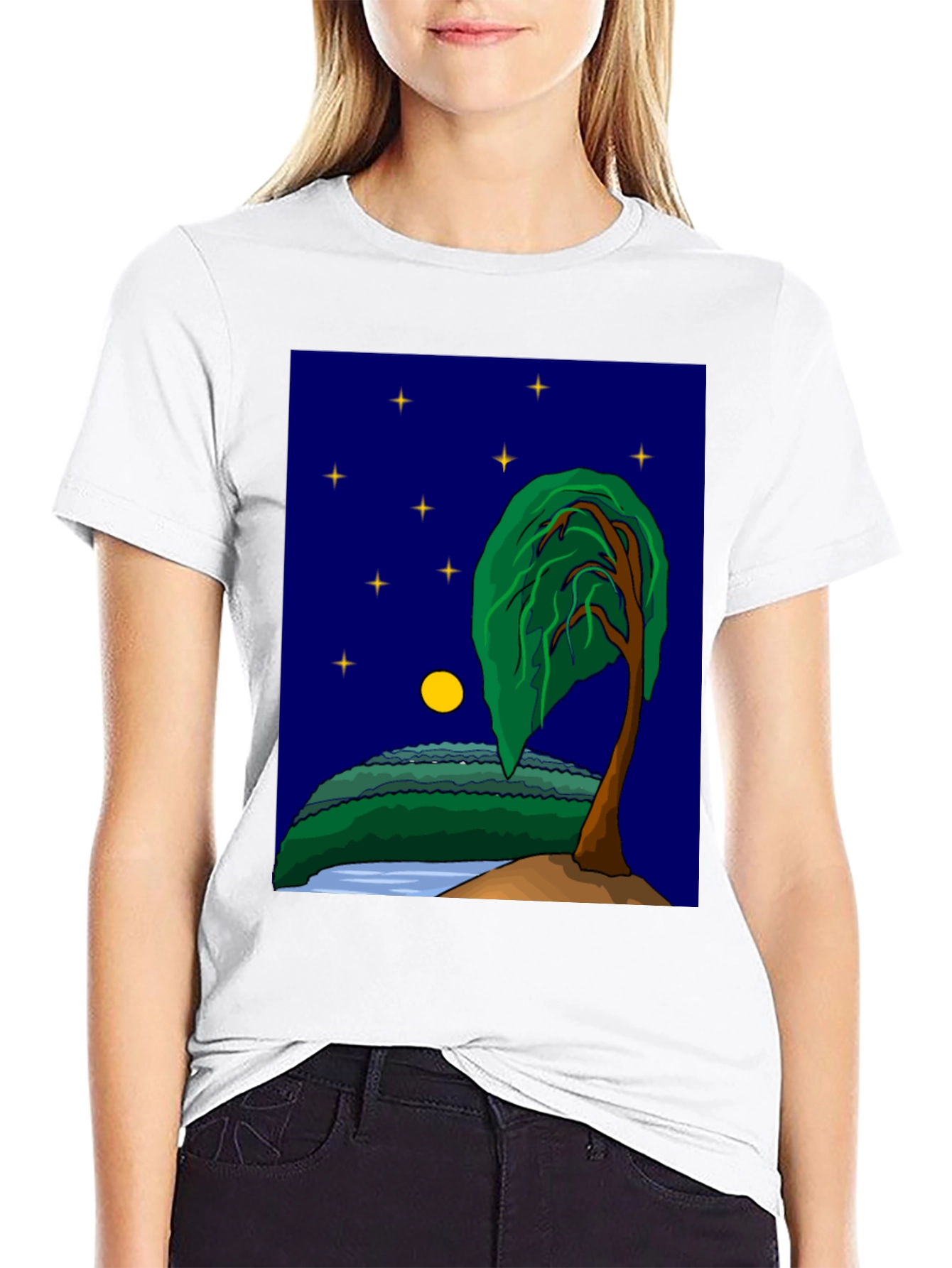 Night Sky Tree Graphic T-Shirt