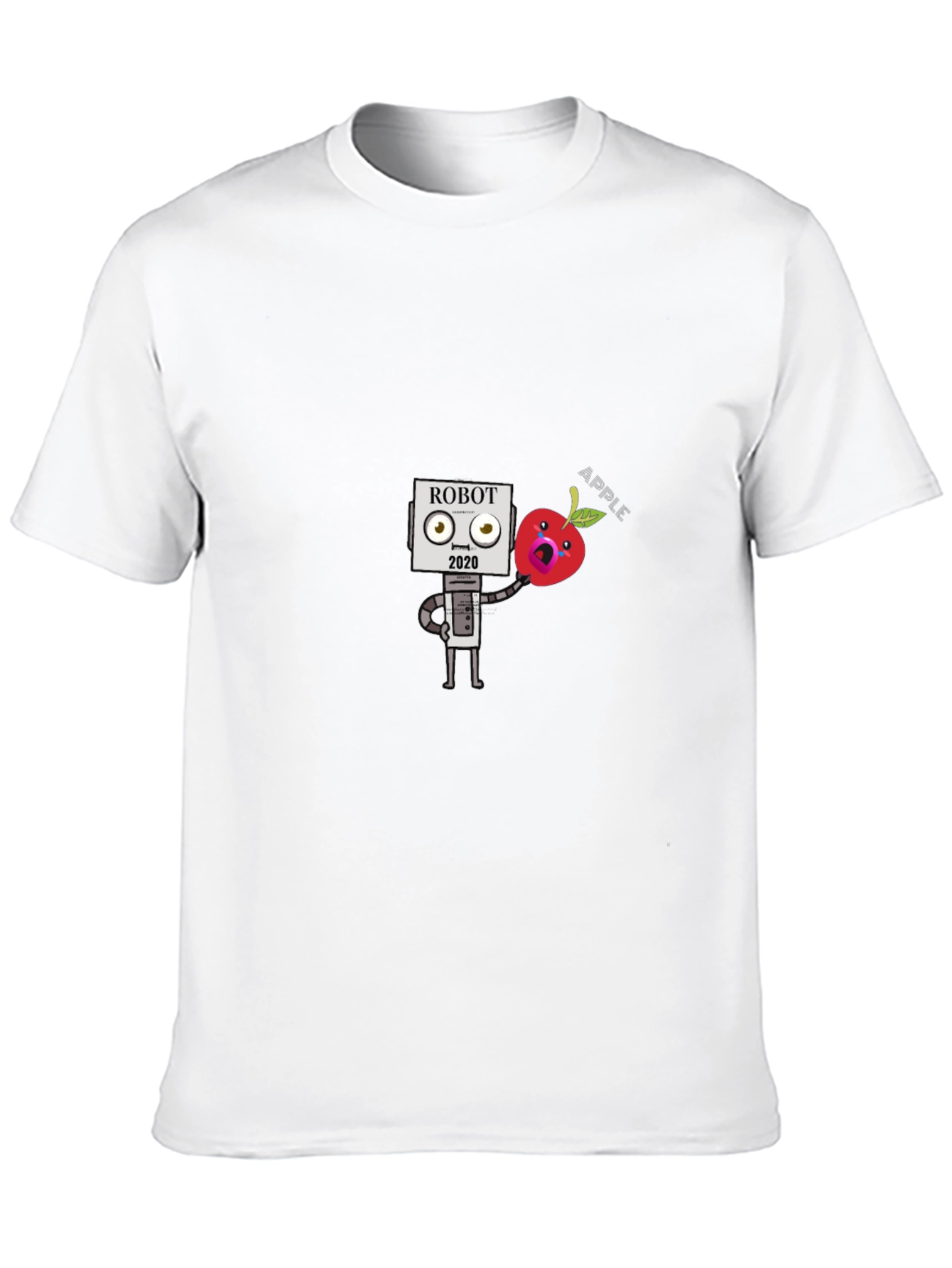 Robot Apple Graphic Tee - Black Cotton T-Shirt