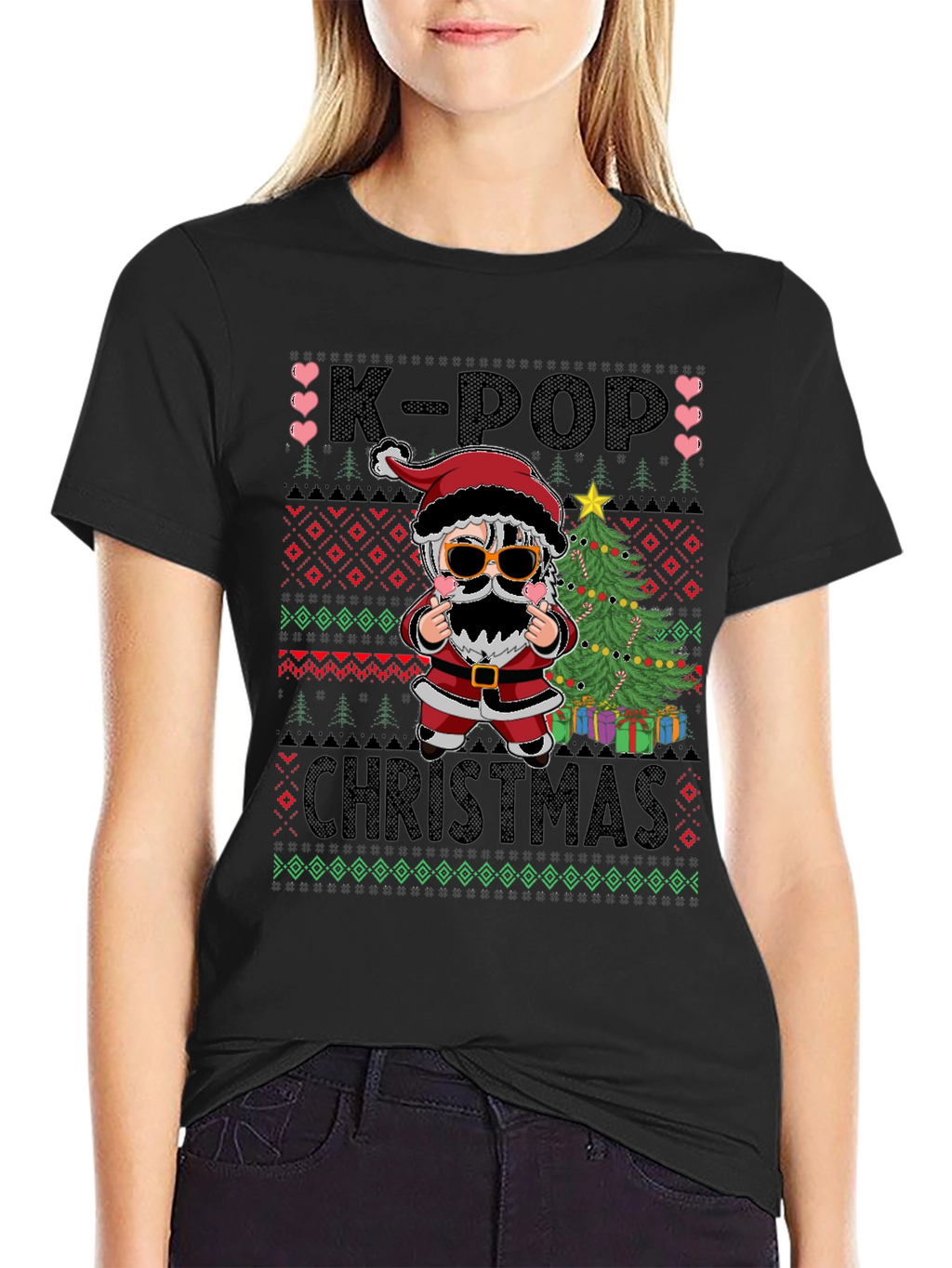 K-Pop Christmas Santa Graphic Tee