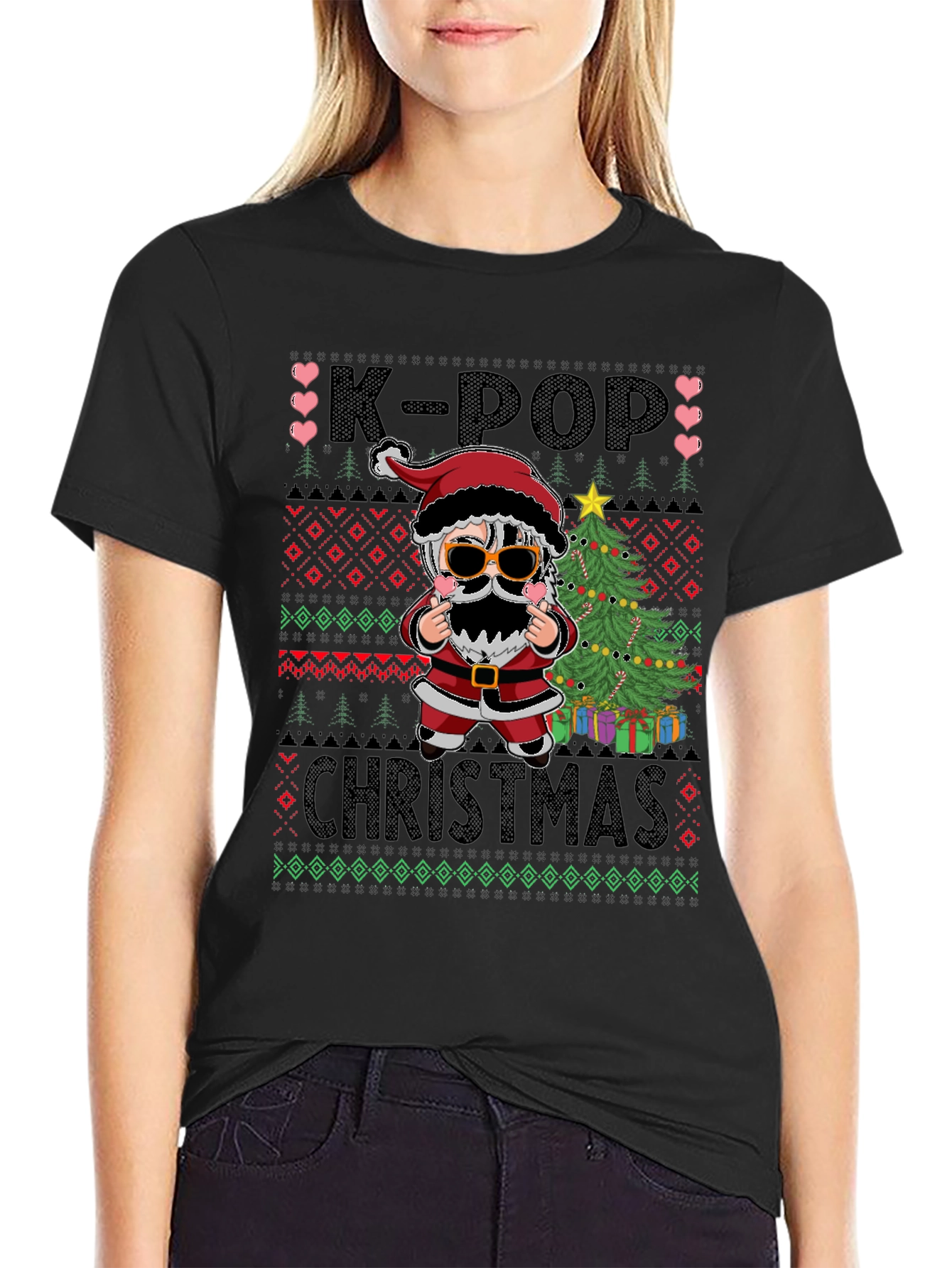 K-Pop Christmas Santa Graphic Tee