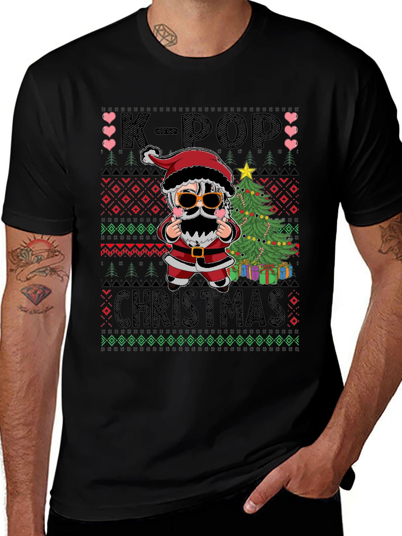 K-Pop Christmas Santa Graphic Tee