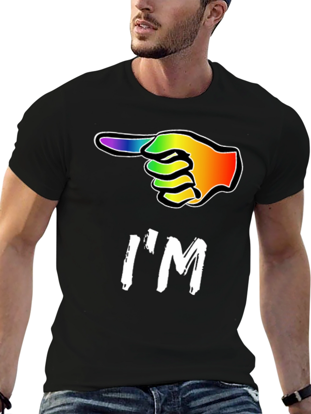 Im With LGBT Pointing Rainbow Hand T-Shirt
