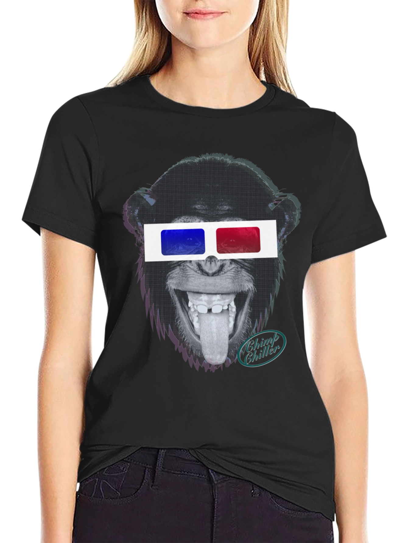 Chimp Chiller 3D Glasses Graphic T-Shirt