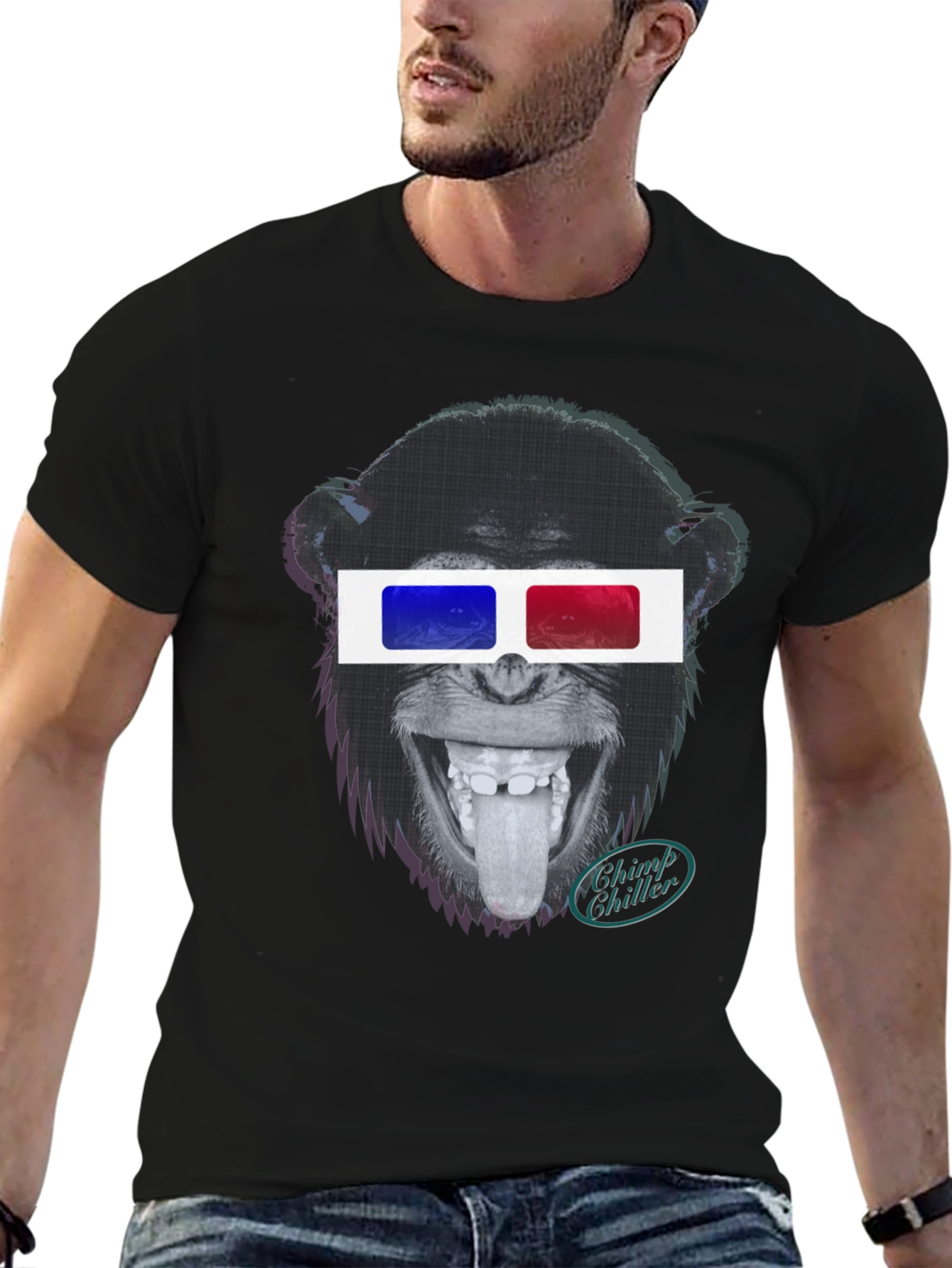 Chimp Chiller 3D Glasses Graphic T-Shirt