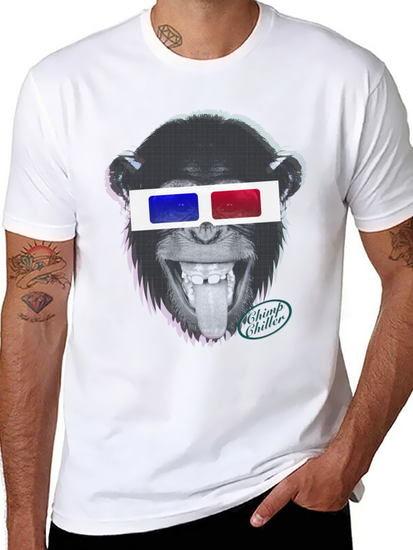 Chimp Chiller 3D Glasses Graphic T-Shirt