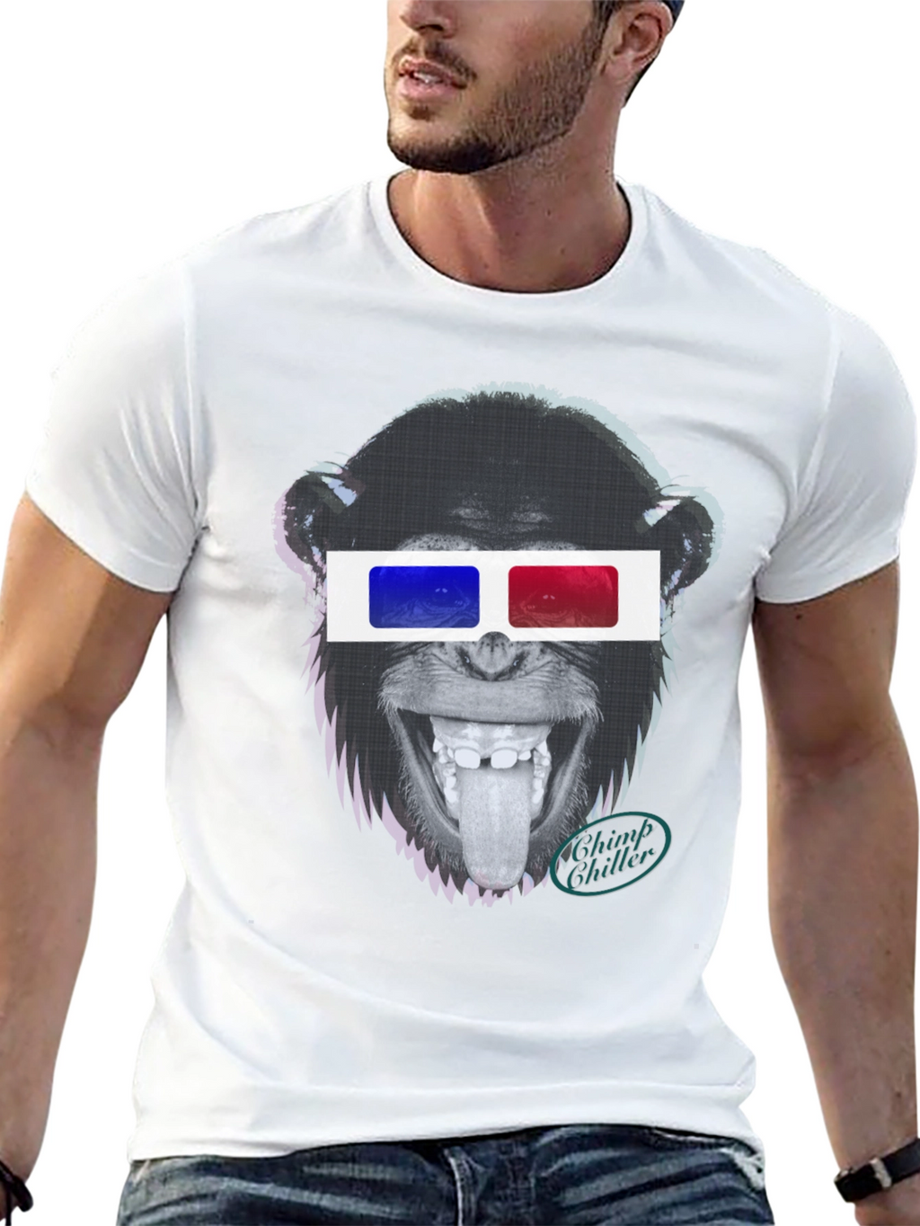Chimp Chiller 3D Glasses Graphic T-Shirt