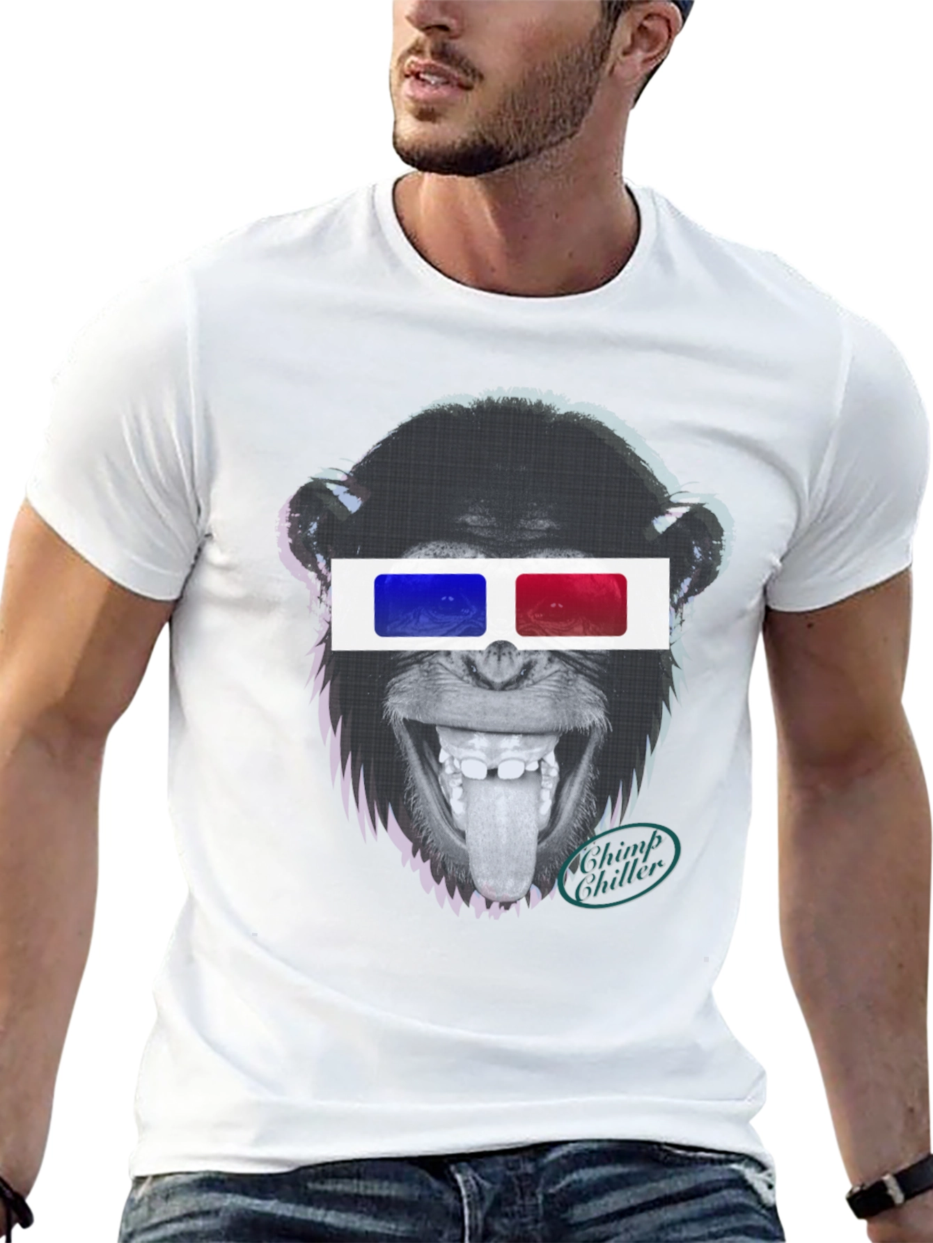 Chimp Chiller 3D Glasses Graphic T-Shirt