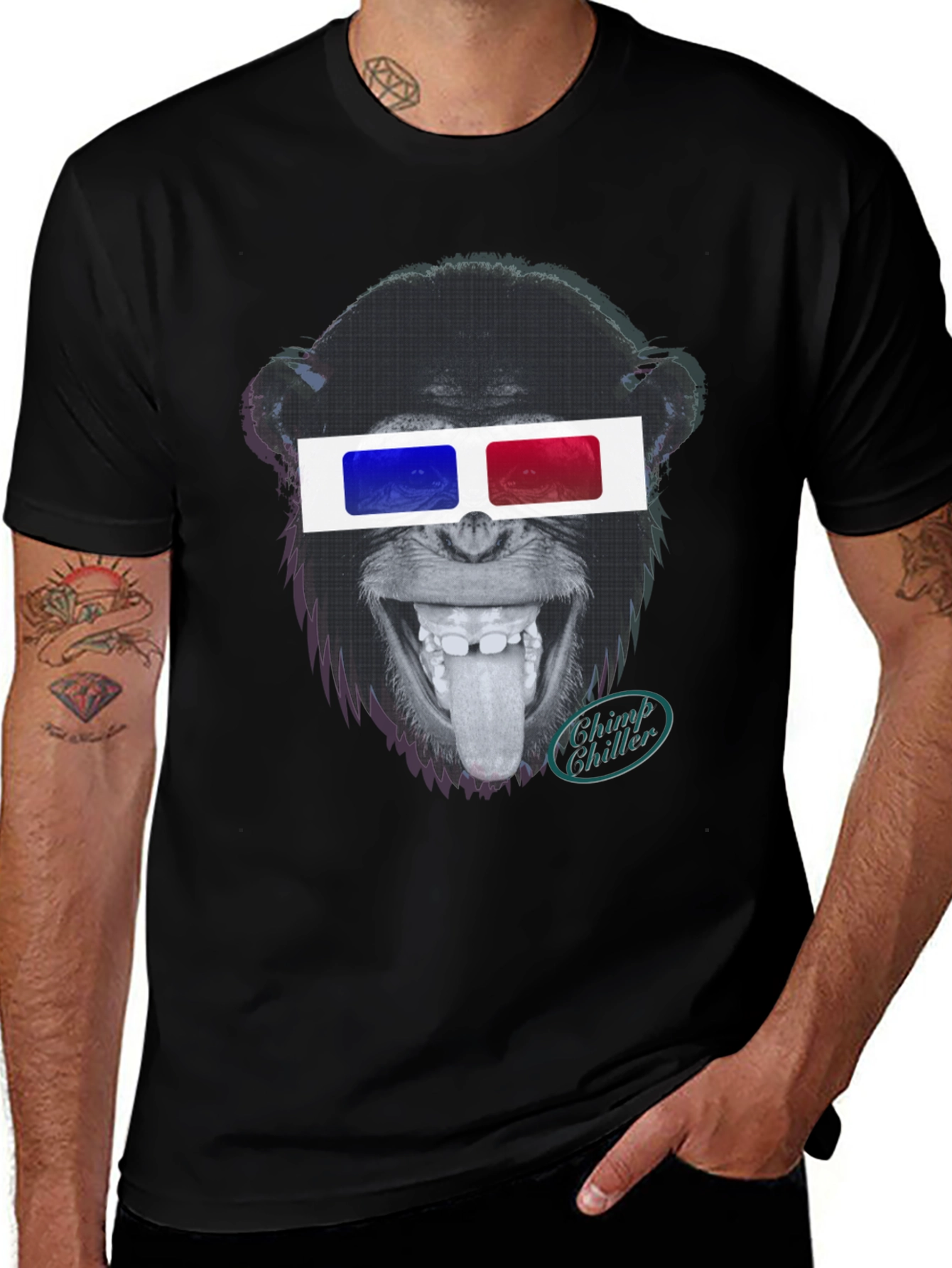 Chimp Chiller 3D Glasses Graphic T-Shirt