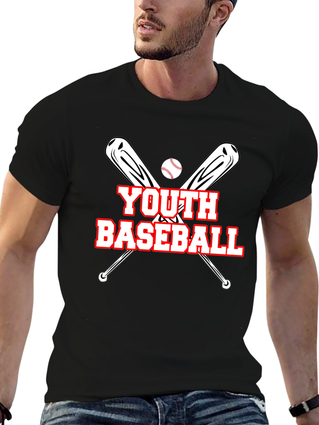 Youth Baseball Graphic T-Shirt - Black