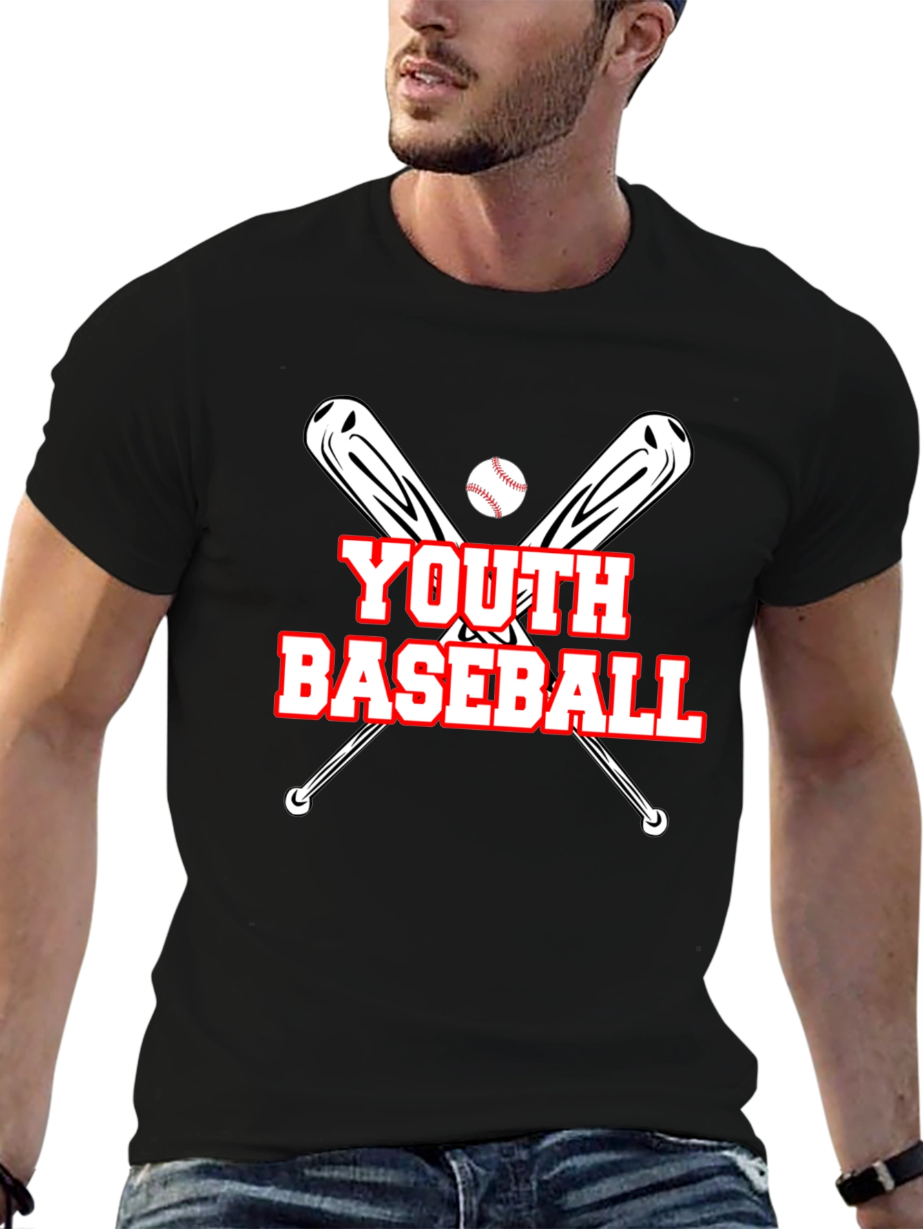 Youth Baseball Graphic T-Shirt - Black
