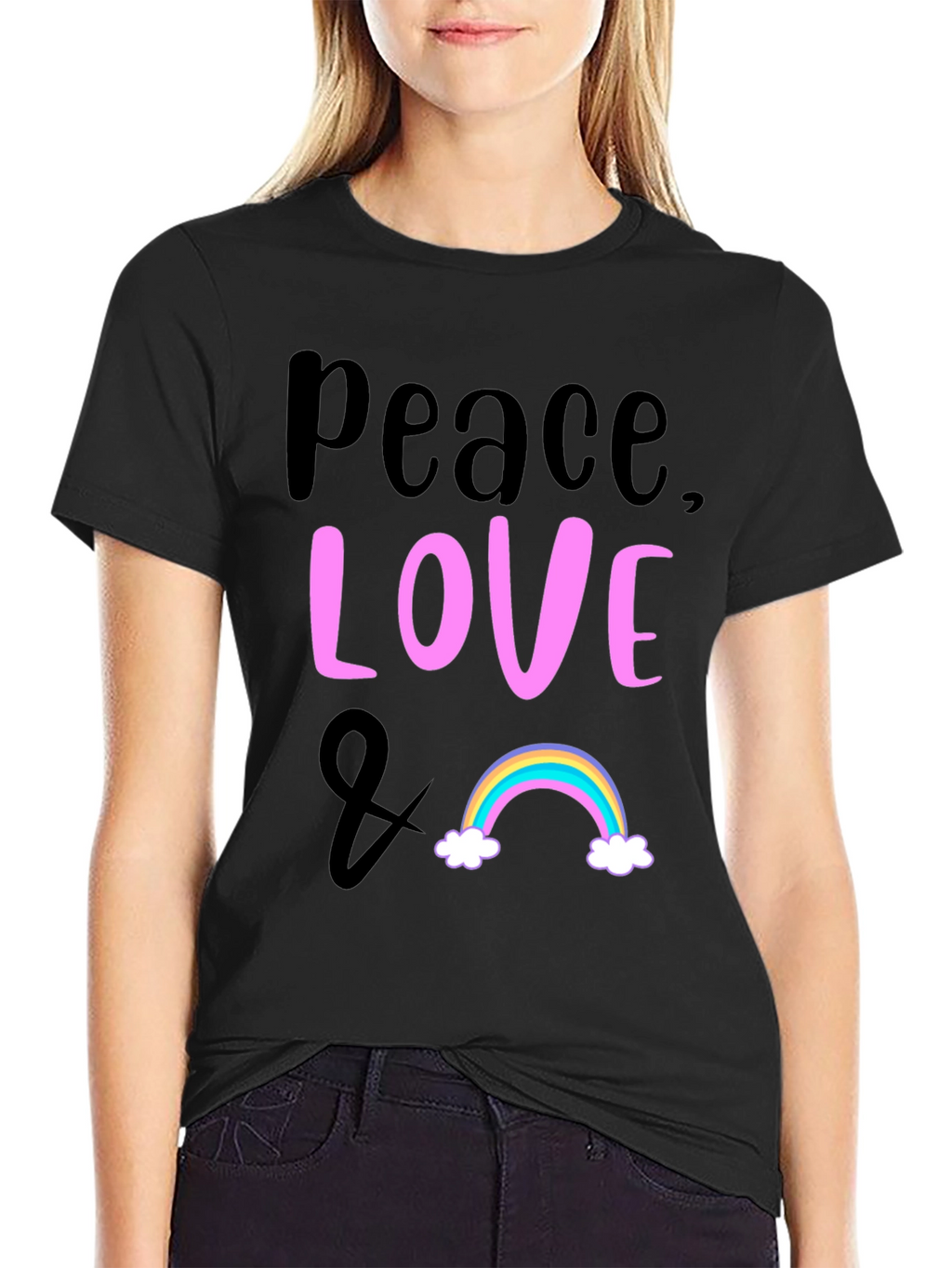 Peace Love & Rainbow Graphic T-Shirt