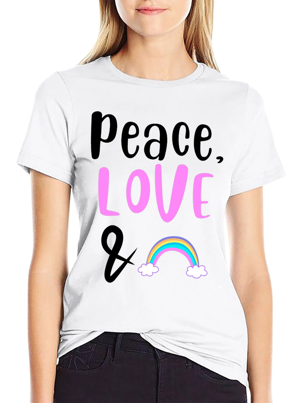 Peace Love & Rainbow Graphic T-Shirt