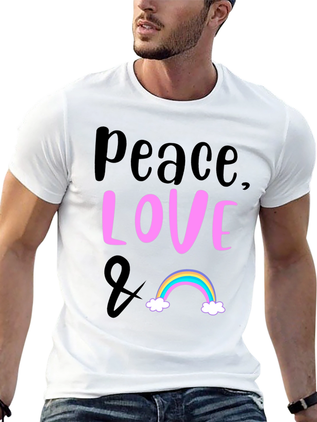 Peace Love & Rainbow Graphic T-Shirt