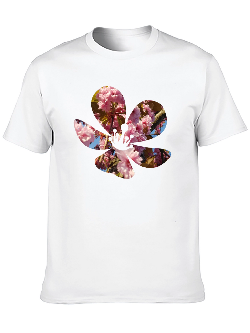 Blossom Print T-Shirt - Casual Black Tee