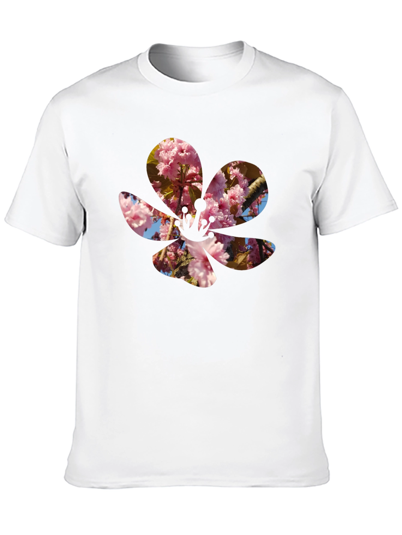 Blossom Print T-Shirt - Casual Black Tee