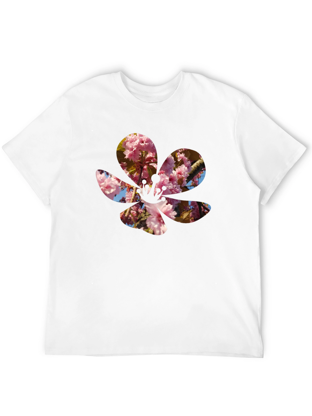 Blossom Print T-Shirt - Casual Black Tee