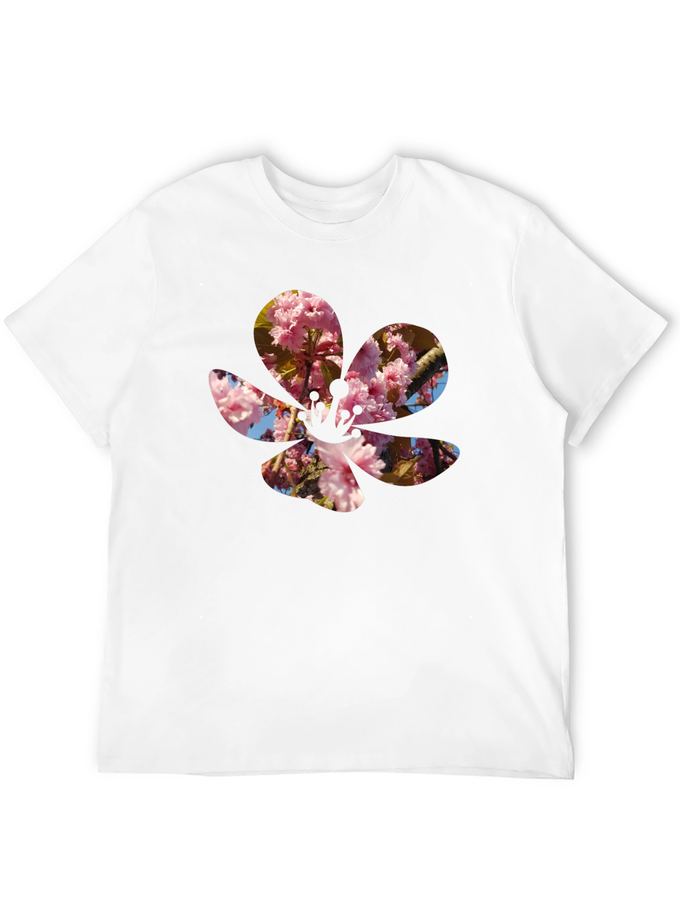 Blossom Print T-Shirt - Casual Black Tee