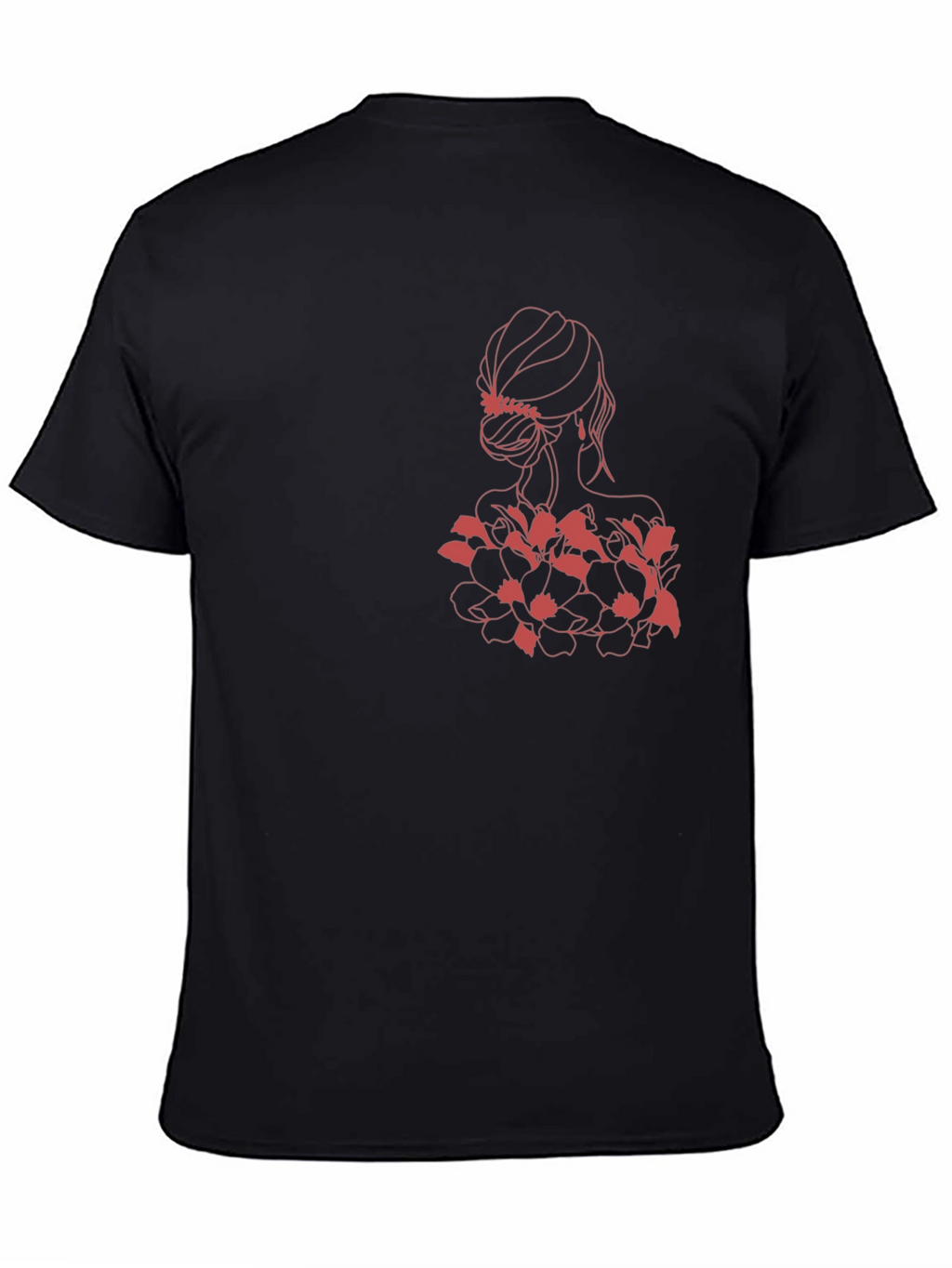 Elegant Woman & Floral Black Graphic Tee