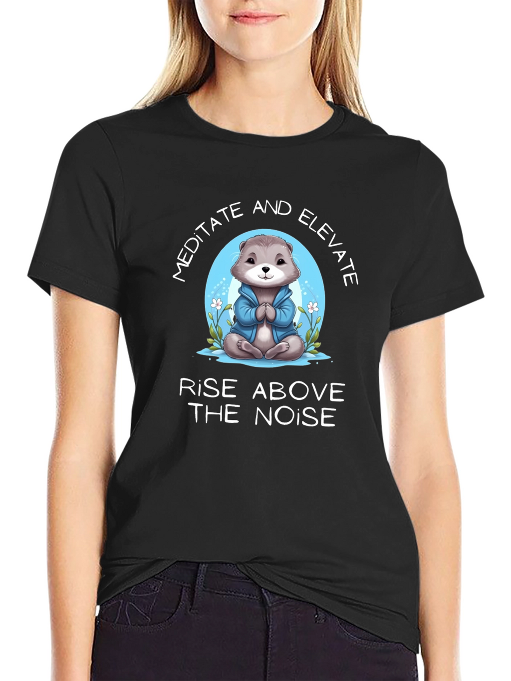 Meditate Otter T-Shirt - Rise Above the Noise