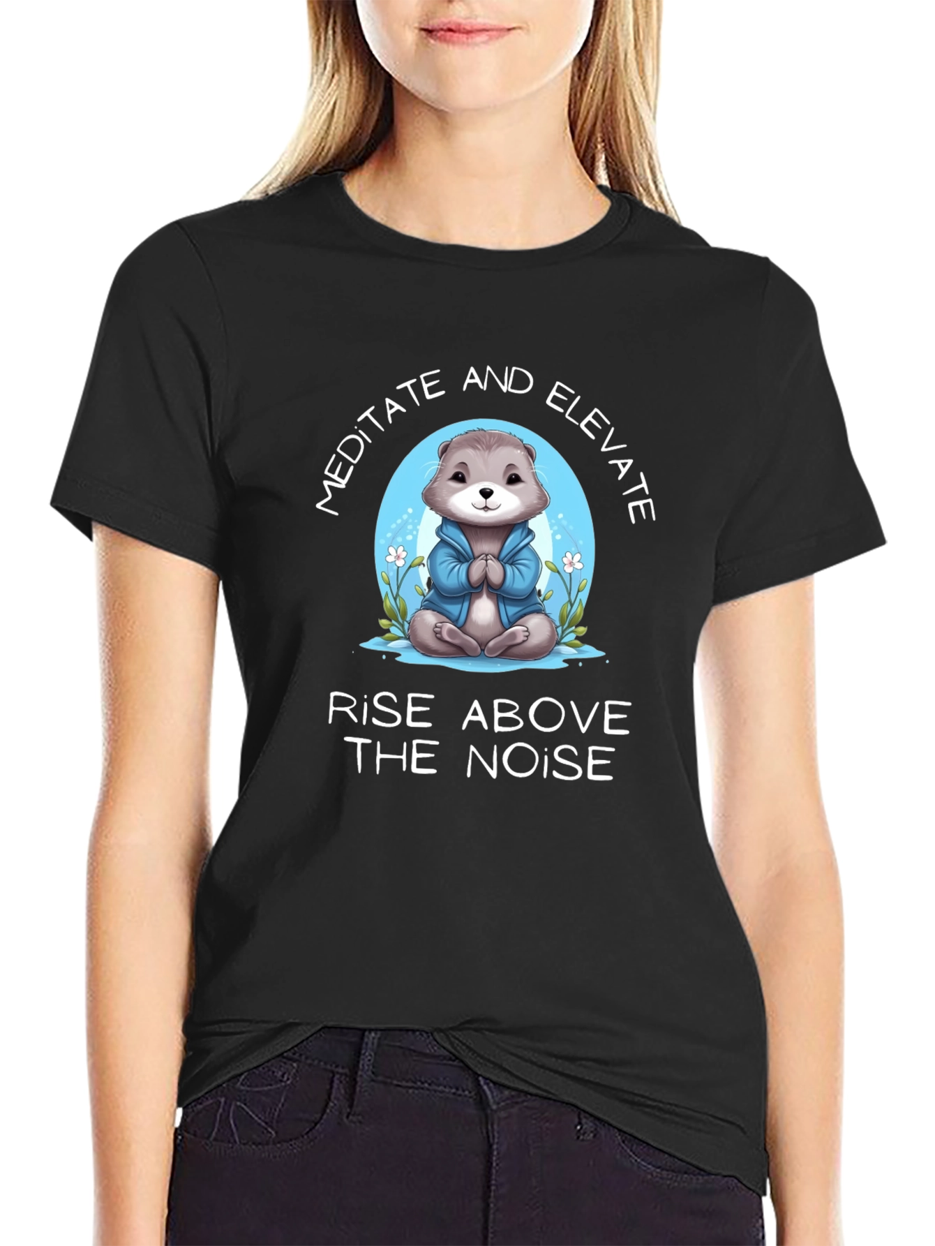 Meditate Otter T-Shirt - Rise Above the Noise