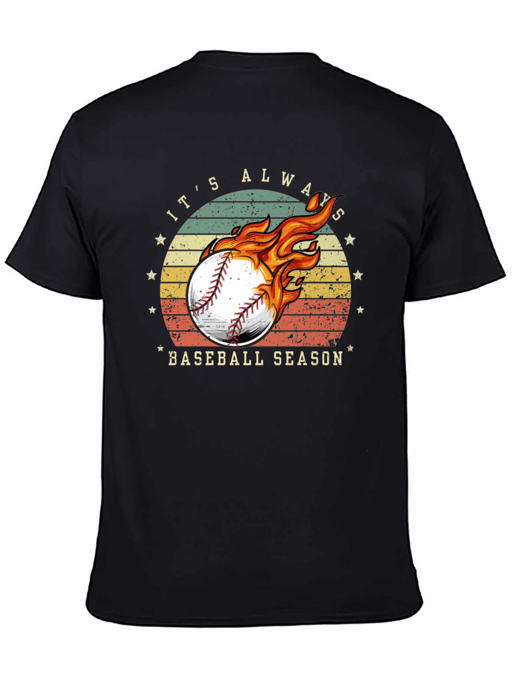 Baseball Season Graphic Tee - Burning Baseball Design