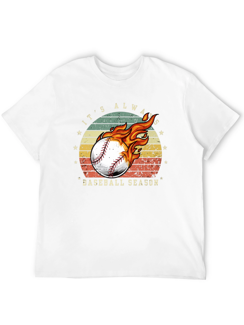 Baseball Season Graphic Tee - Burning Baseball Design