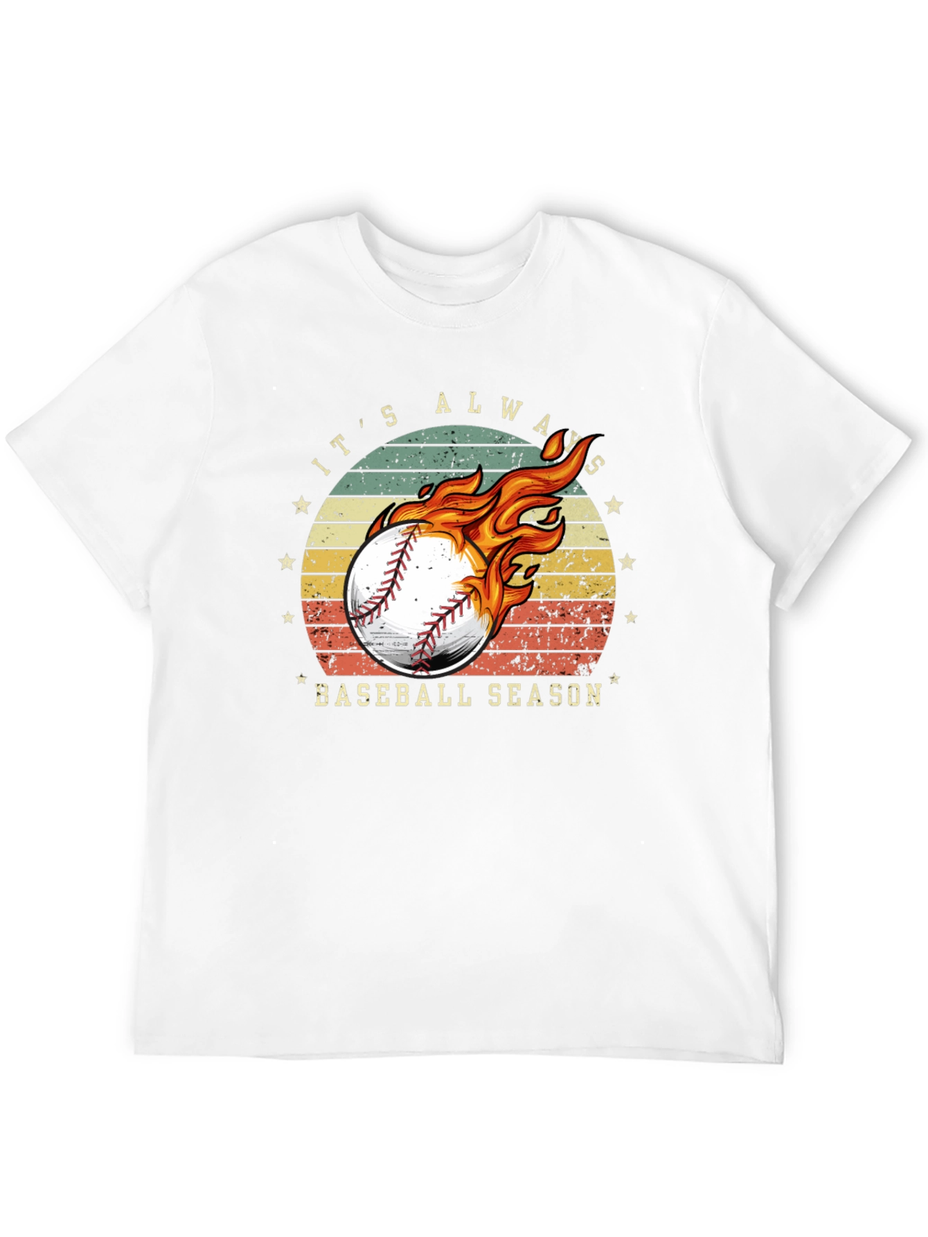 Baseball Season Graphic Tee - Burning Baseball Design