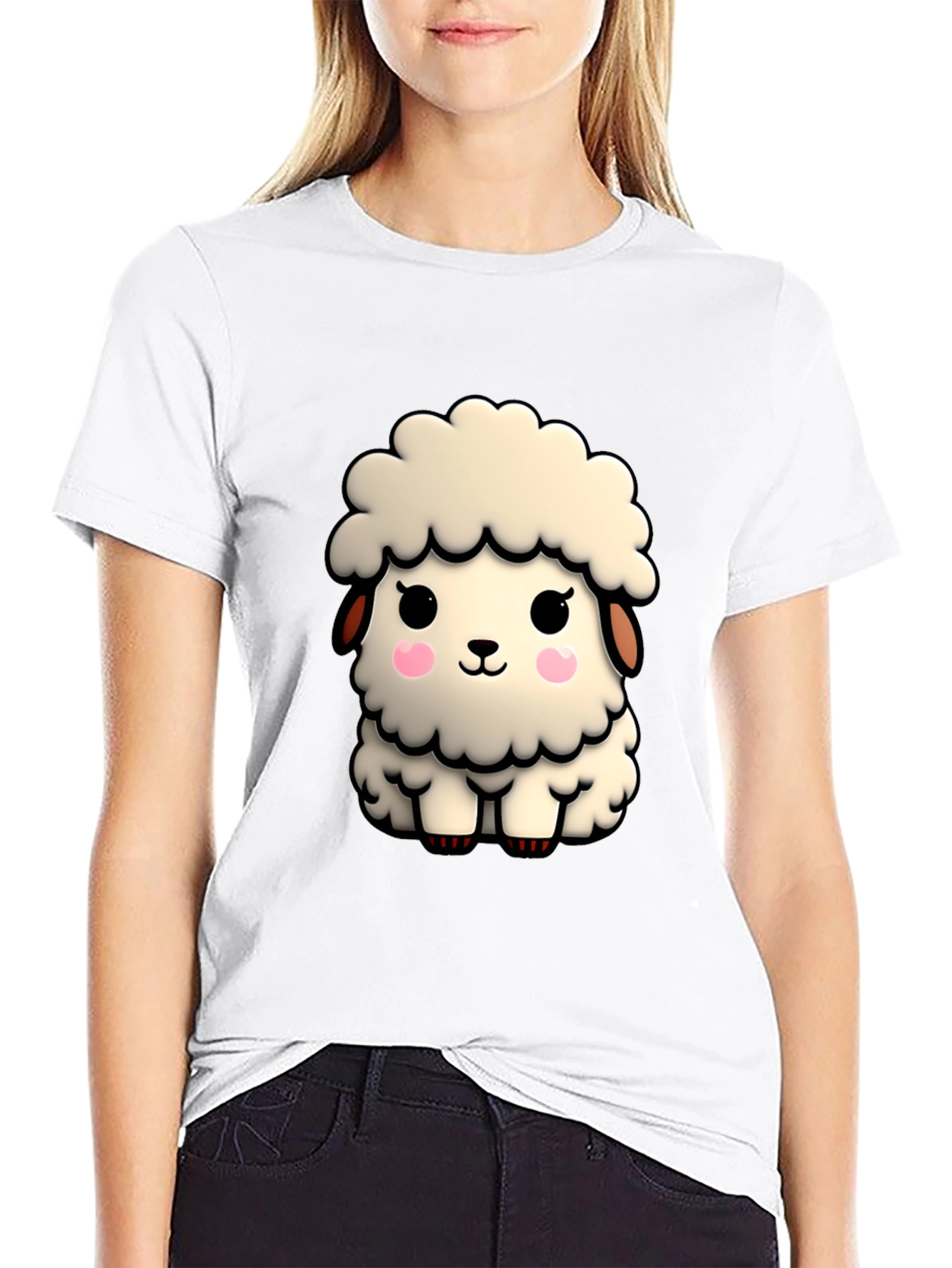 Cute Sheep Graphic Tee - Soft & Stylish Black T-Shirt
