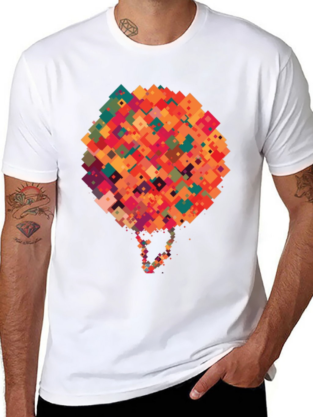 Abstract Pixel Art Graphic Black T-Shirt