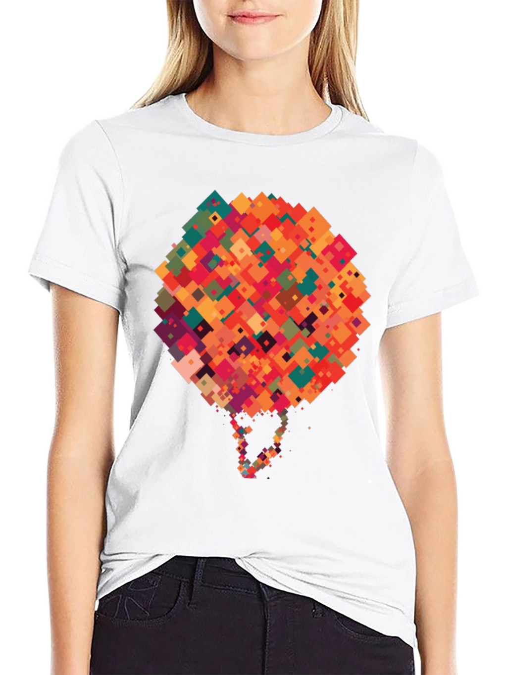 Abstract Pixel Art Graphic Black T-Shirt