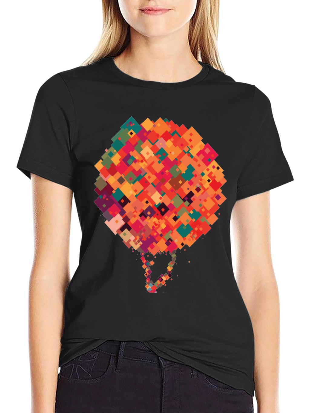 Abstract Pixel Art Graphic Black T-Shirt
