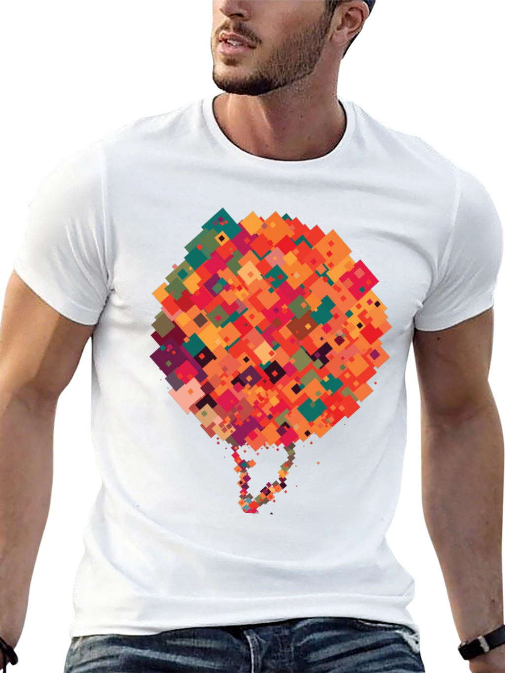 Abstract Pixel Art Graphic Black T-Shirt