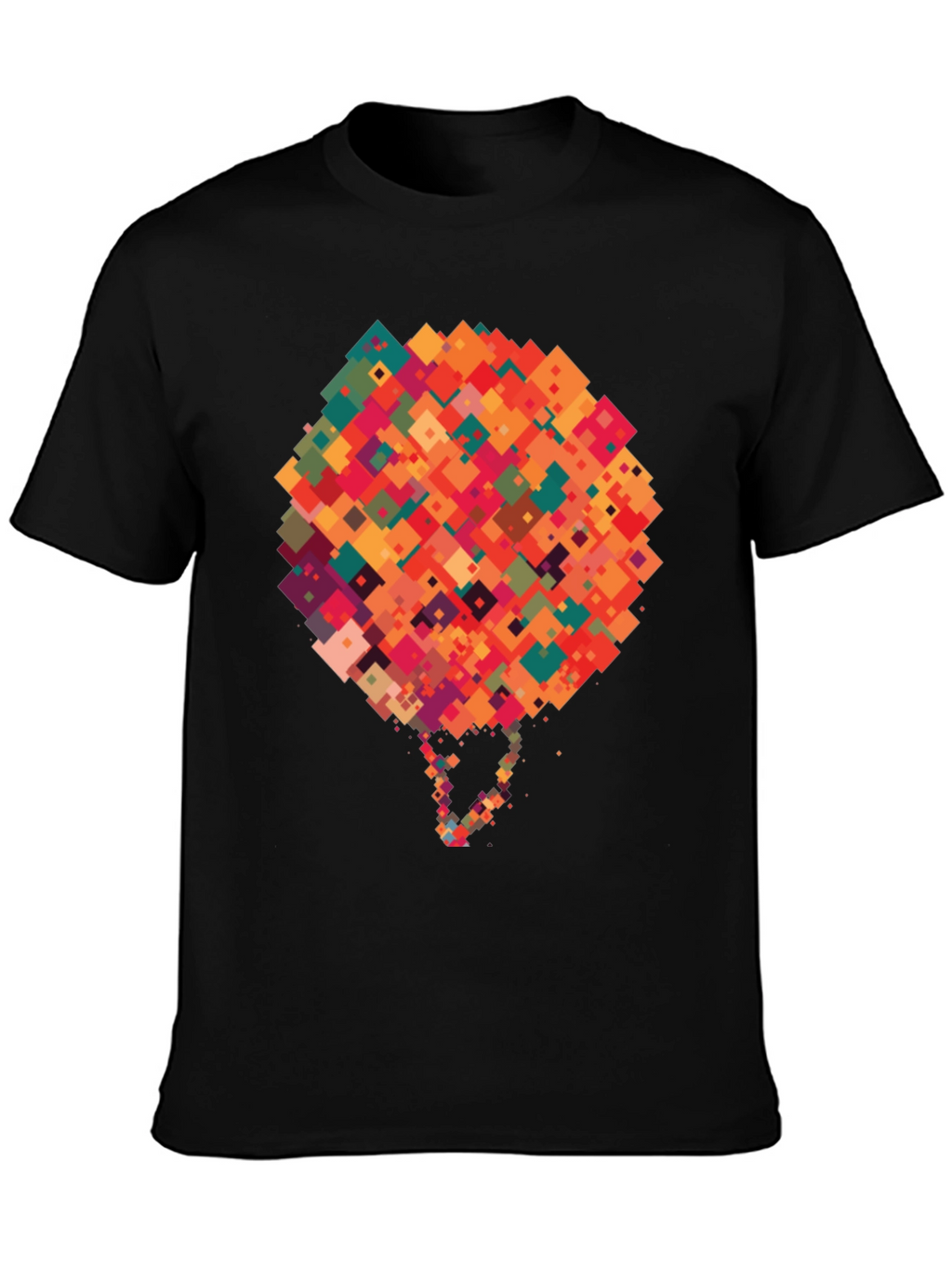 Abstract Pixel Art Graphic Black T-Shirt