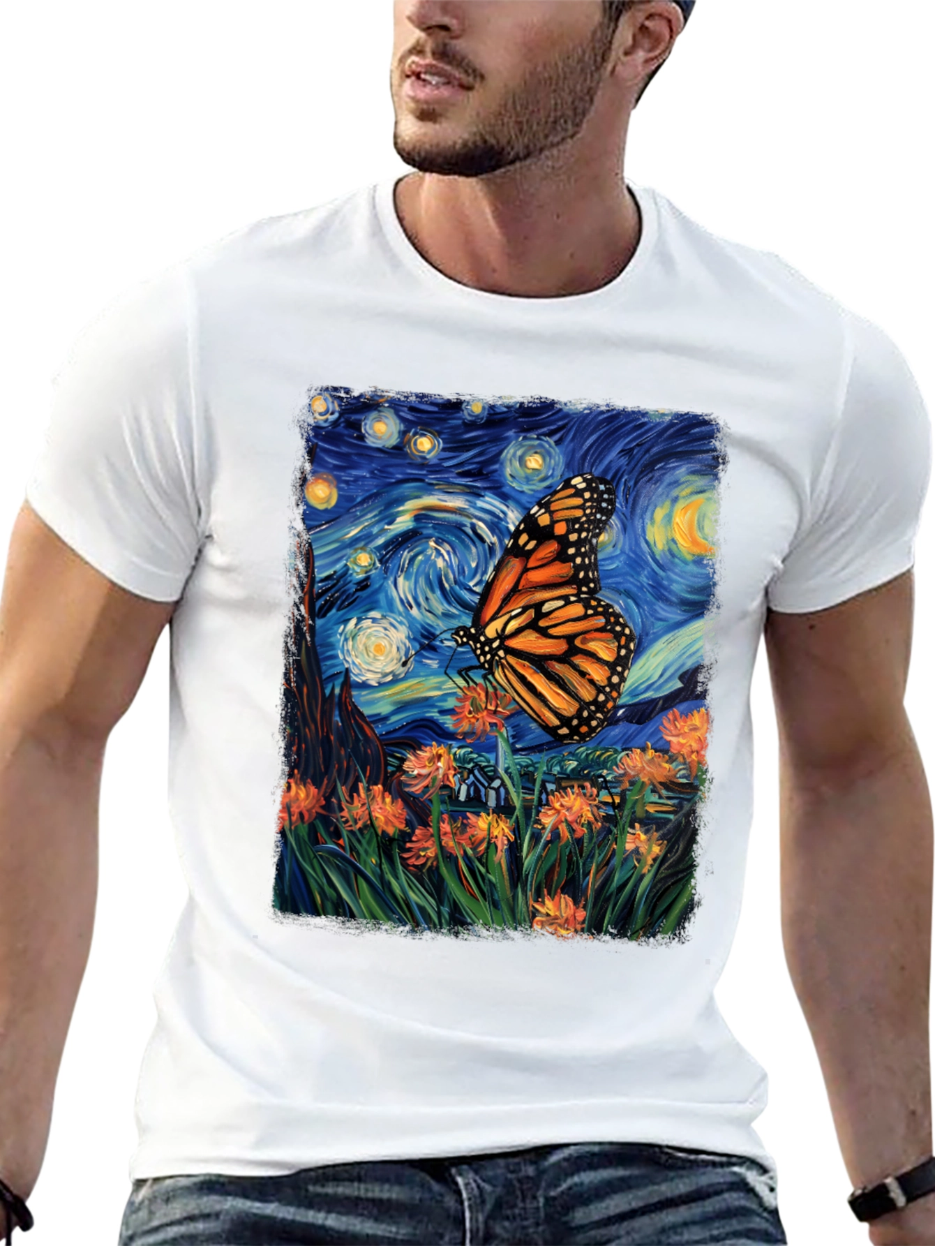Starry Night Butterfly Graphic Tee