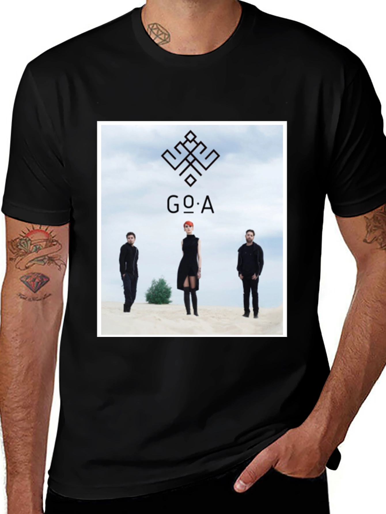GO_A Band T-Shirt - Black Cotton Blend