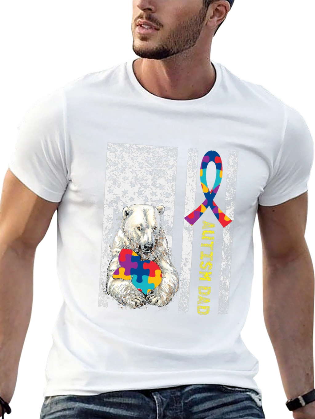 Autism Dad Polar Bear T-Shirt