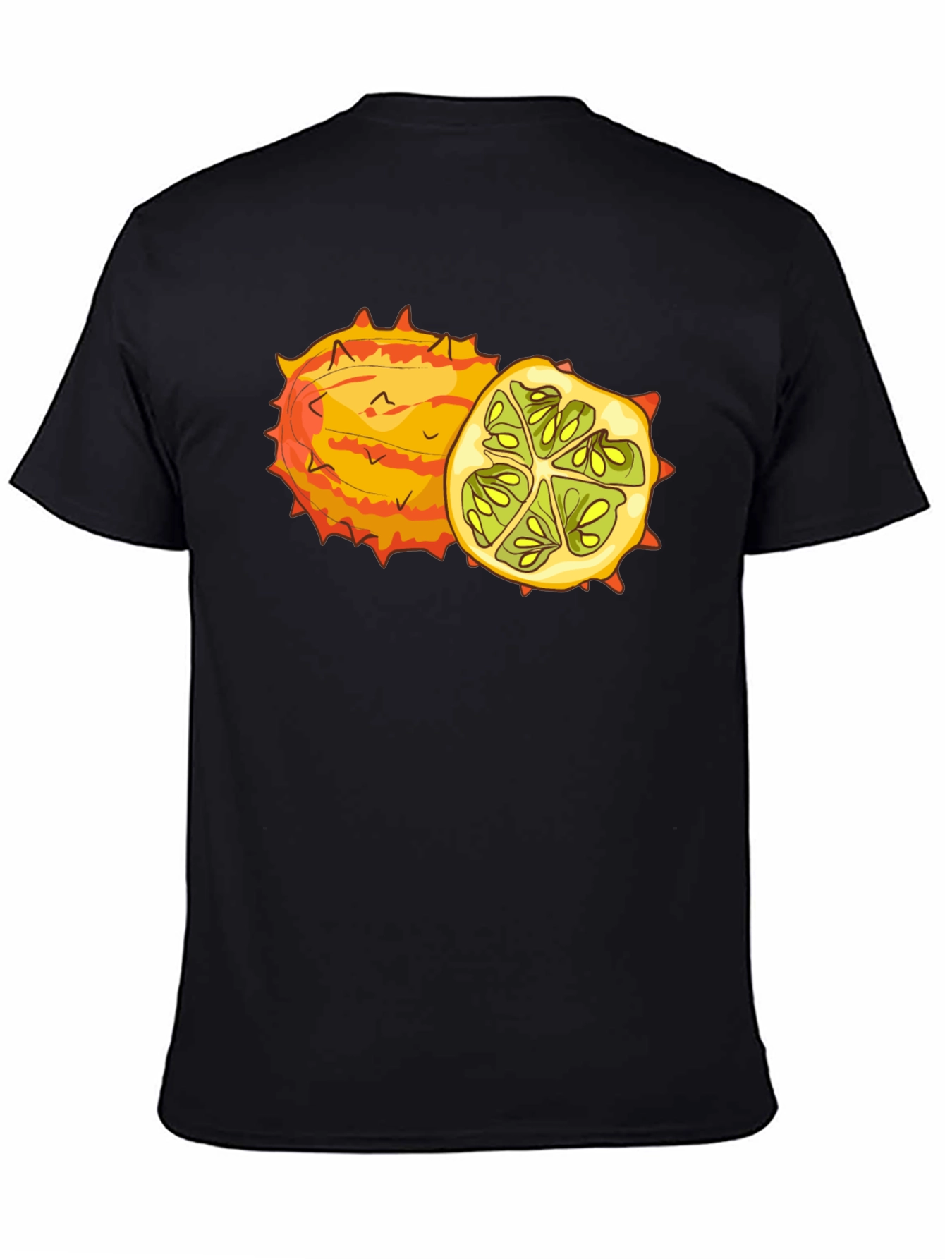 Kiwano Horned Melon Graphic Tee - Black Cotton T-Shirt
