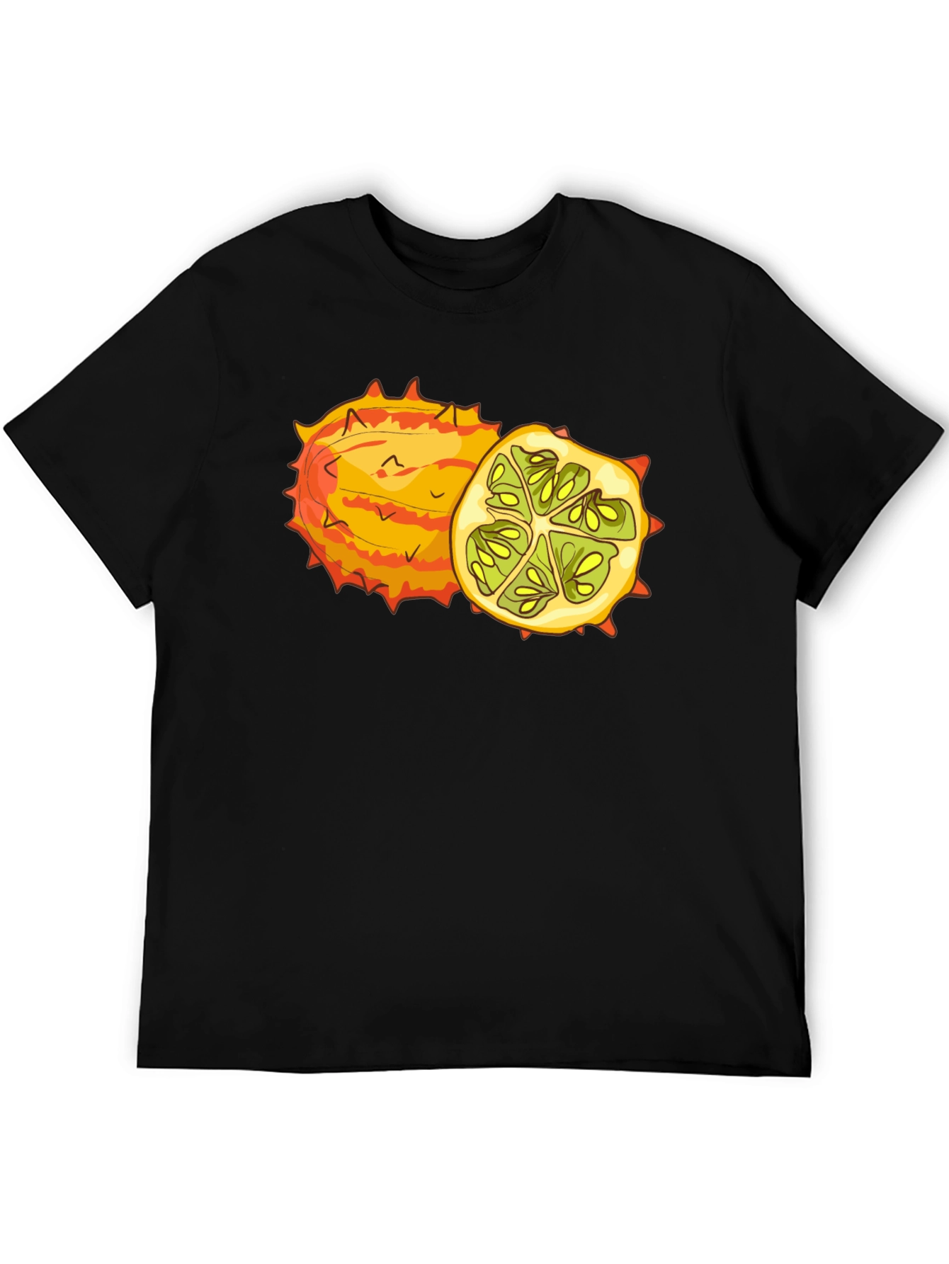 Kiwano Horned Melon Graphic Tee - Black Cotton T-Shirt