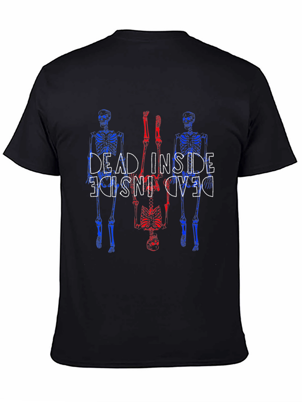 Dead Inside Skeleton Graphic Tee - Black Cotton Blend