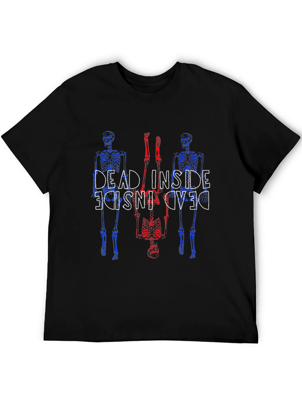 Dead Inside Skeleton Graphic Tee - Black Cotton Blend