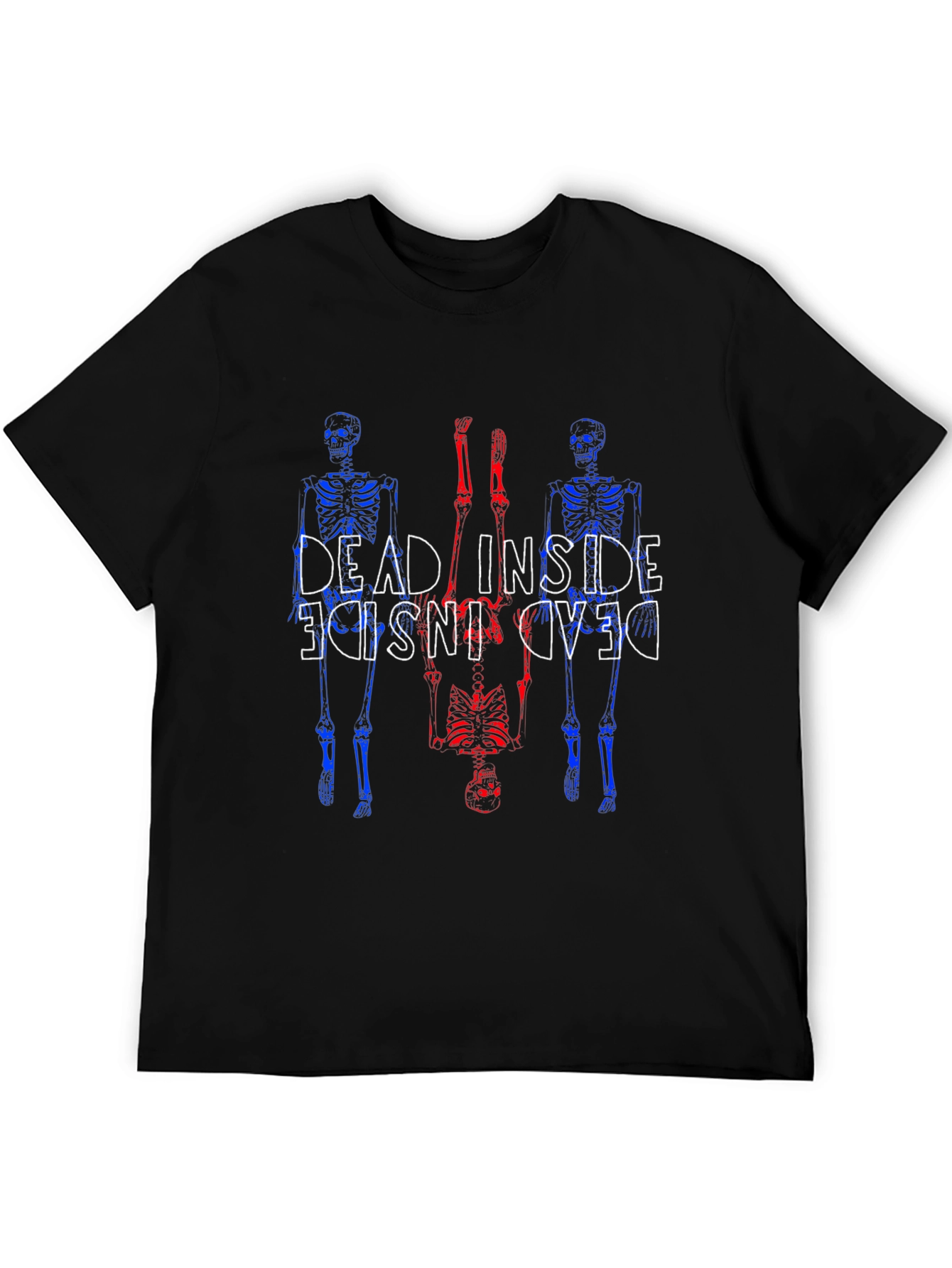 Dead Inside Skeleton Graphic Tee - Black Cotton Blend