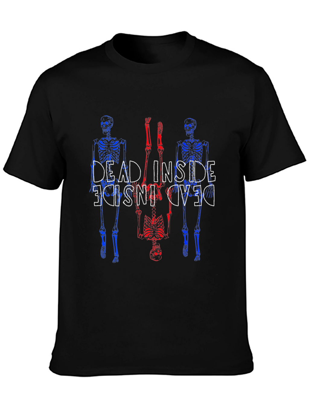 Dead Inside Skeleton Graphic Tee - Black Cotton Blend