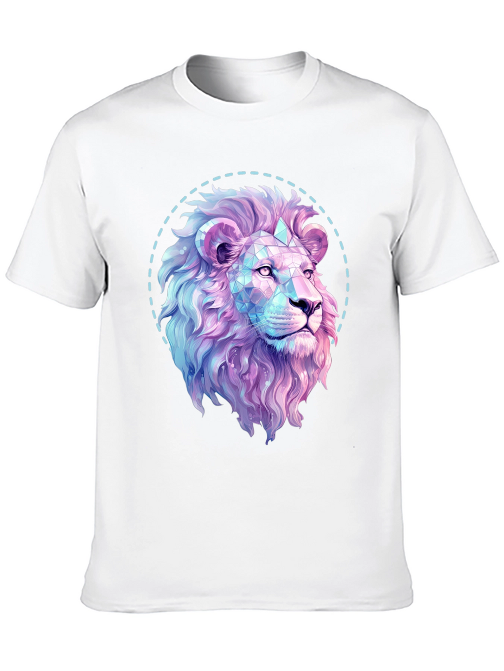 Geometric Lion Graphic Print Black T-Shirt